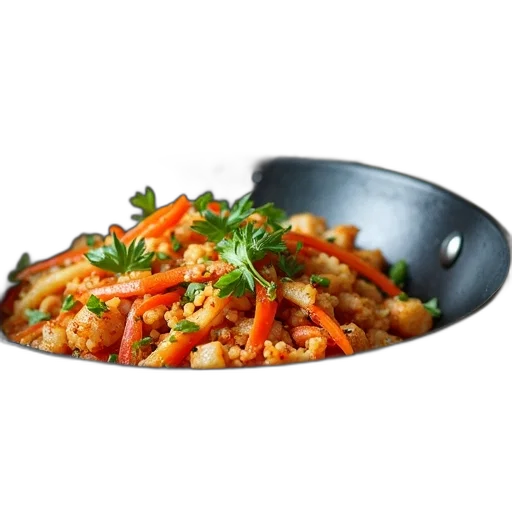 food, wok, pan, filled transparent PNG cut-out