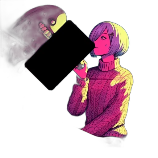 jacket, staff, robot, face transparent PNG cut-out