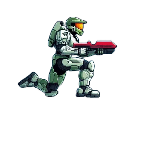 robot, weapon, pixel art, concept art transparent PNG cut-out