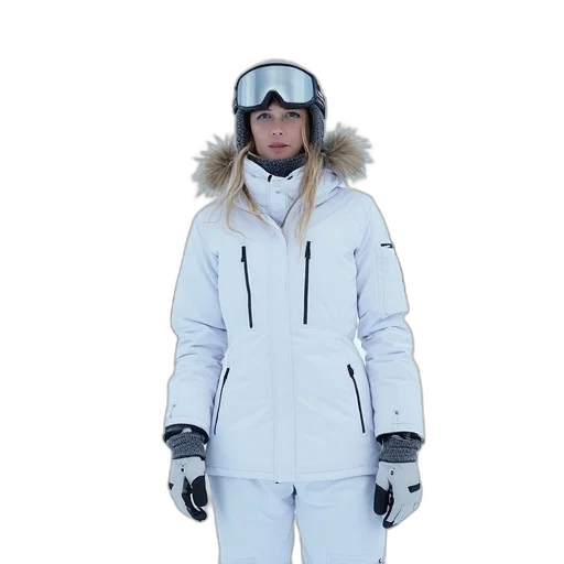 jacket, white, snow, woman transparent PNG cut-out