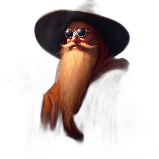 hat, staff, face, creature transparent PNG cut-out