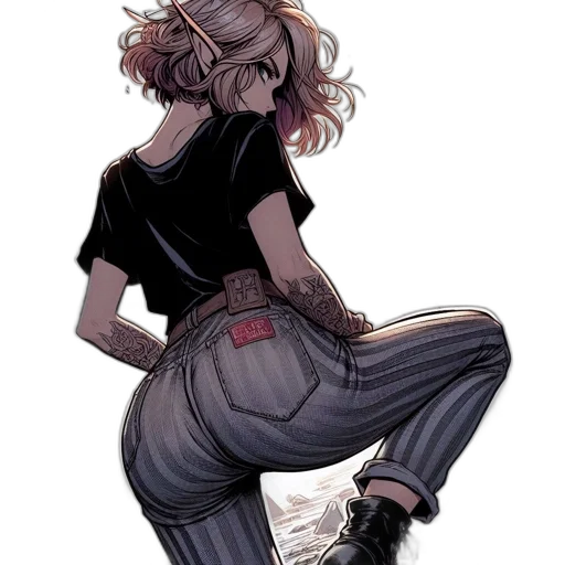 staff, jacket, hair, weapon transparent PNG cut-out