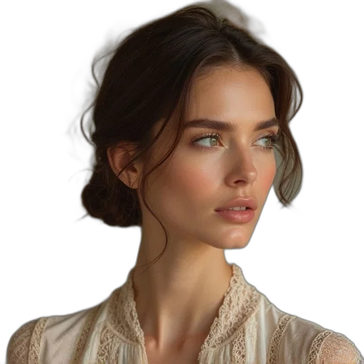 face, dress, jewelry, hair transparent PNG cut-out