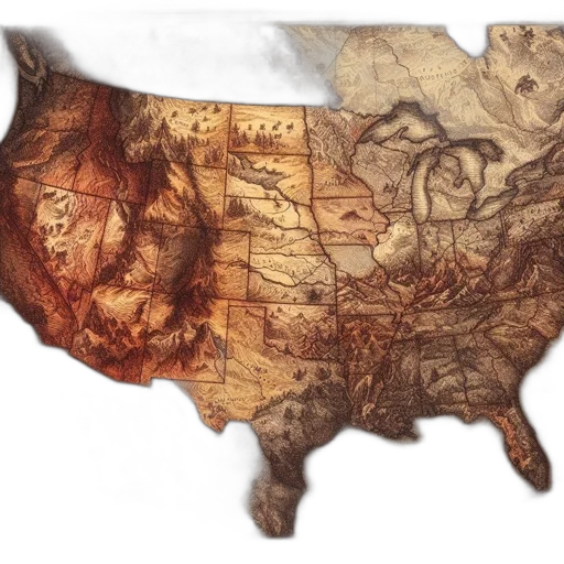 earth tones, detailed, map, united transparent PNG cut-out