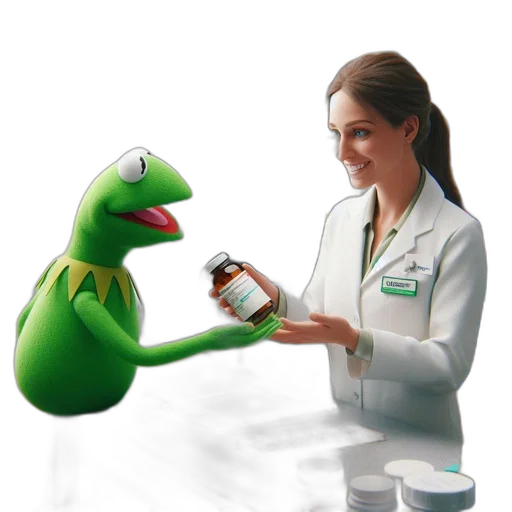 staff, green, frog, reaches transparent PNG cut-out
