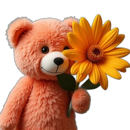flower, photorealistic, 3d render, stuffed transparent PNG cut-out
