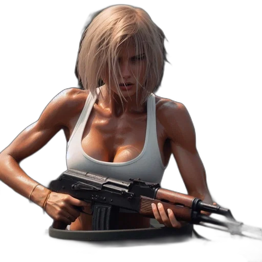 weapon, hair, concept art, cyberpunk transparent PNG cut-out