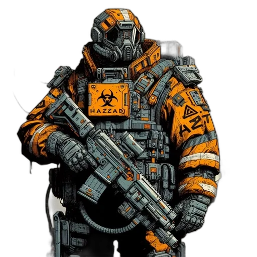 weapon, robot, jacket, concept art transparent PNG cut-out