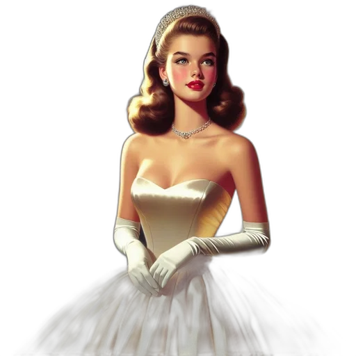 dress, crown, jewelry, photorealistic transparent PNG cut-out