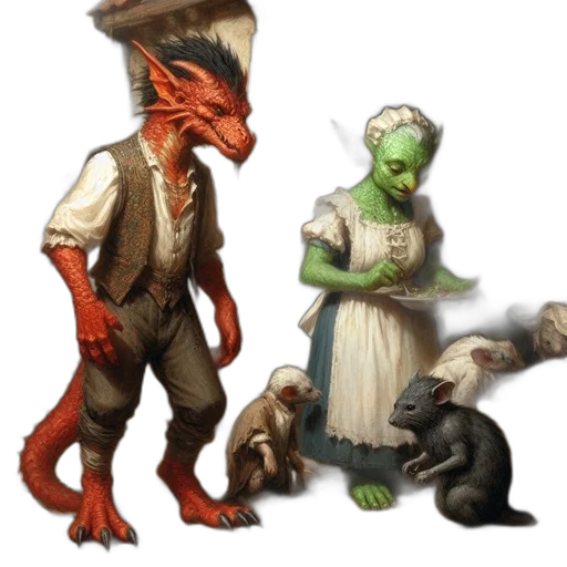 creature, dragon, staff, concept art transparent PNG cut-out