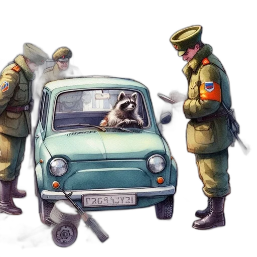 car, concept art, photorealistic, watercolor transparent PNG cut-out