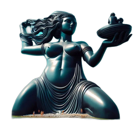 3d render, massive, statue, woman transparent PNG cut-out