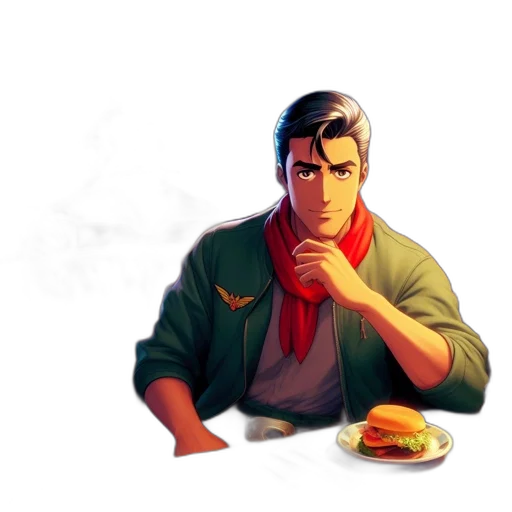 food, jacket, face, staff transparent PNG cut-out