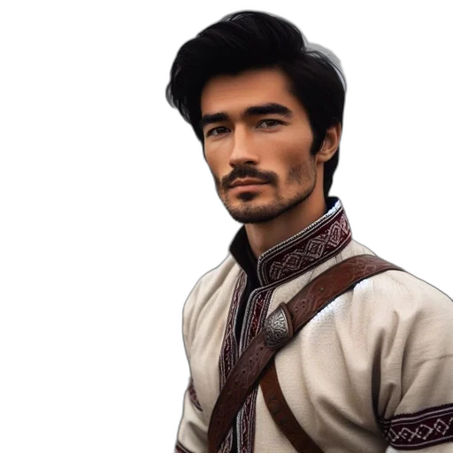 face, staff, jacket, fantasy art transparent PNG cut-out