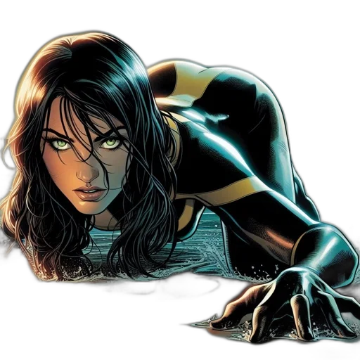 comic book art, concept art, woman, green transparent PNG cut-out