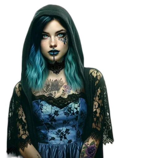 dress, face, jewelry, fantasy art transparent PNG cut-out