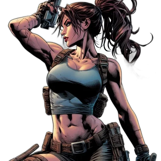 comic book art, concept art, cyberpunk, cartoon transparent PNG cut-out