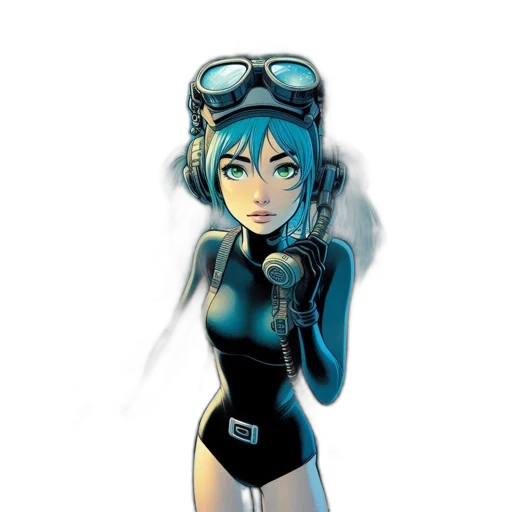 robot, staff, comic book art, concept art transparent PNG cut-out