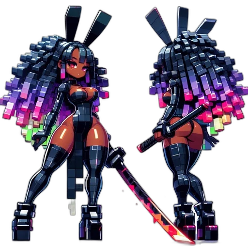 cyberpunk, concept art, 3d render, pixel art transparent PNG cut-out