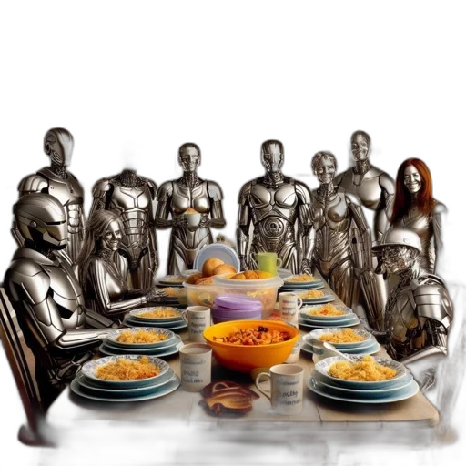 food, robot, 3d render, concept art transparent PNG cut-out