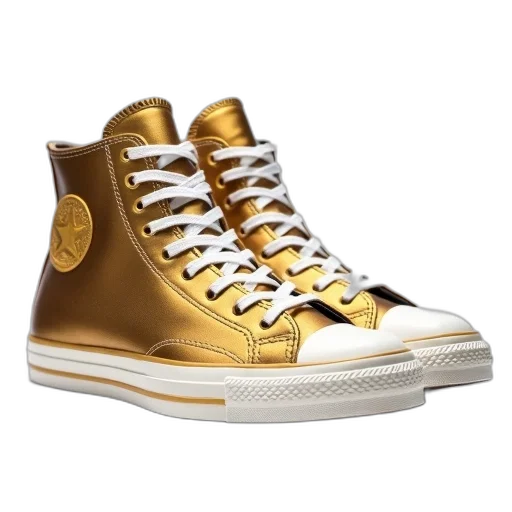 shoes, 3d render, golden, pair transparent PNG cut-out