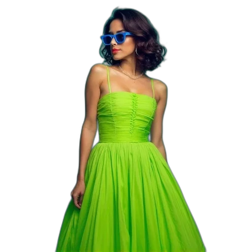dress, 3d render, photorealistic, green transparent PNG cut-out