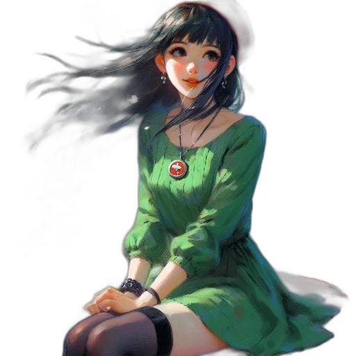 dress, jewelry, flower, face transparent PNG cut-out