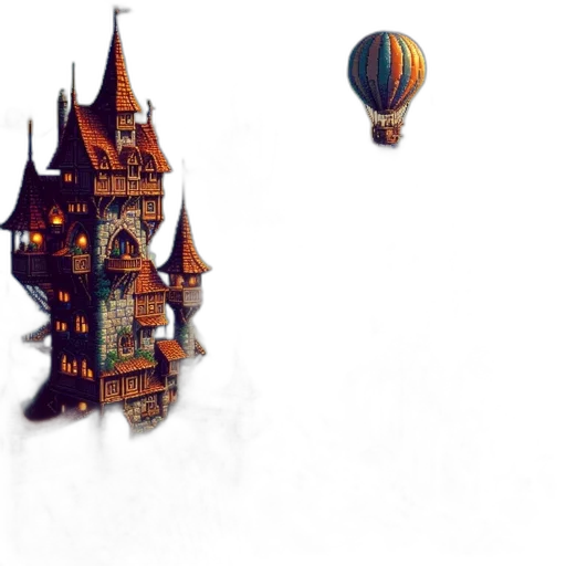 concept art, fantasy art, pixel art, 3d render transparent PNG cut-out