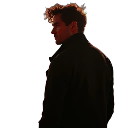 jacket, staff, hair, face transparent PNG cut-out