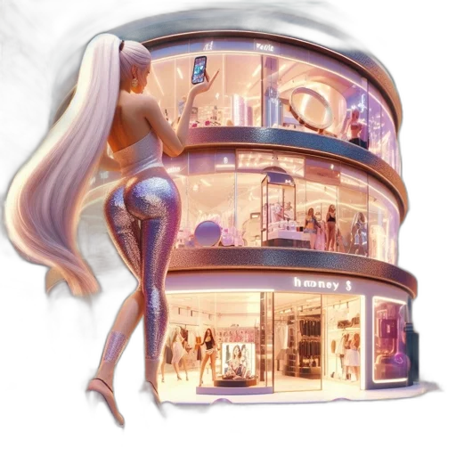 dress, hair, concept art, 3d render transparent PNG cut-out