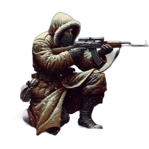 weapon, jacket, staff, mask transparent PNG cut-out