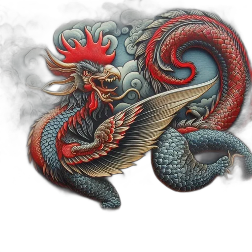 dragon, staff, fantasy art, photorealistic transparent PNG cut-out