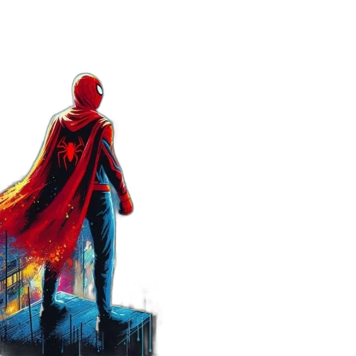 comic book art, concept art, red, cityscape transparent PNG cut-out