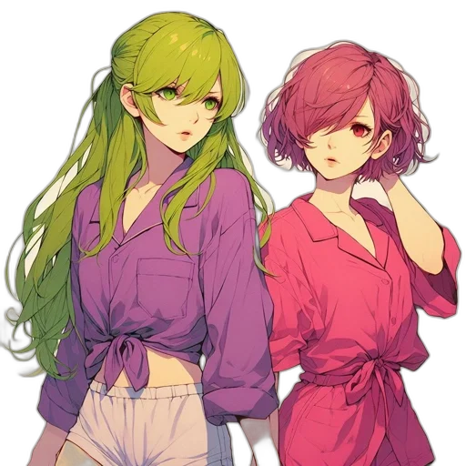 dress, jacket, staff, hair transparent PNG cut-out