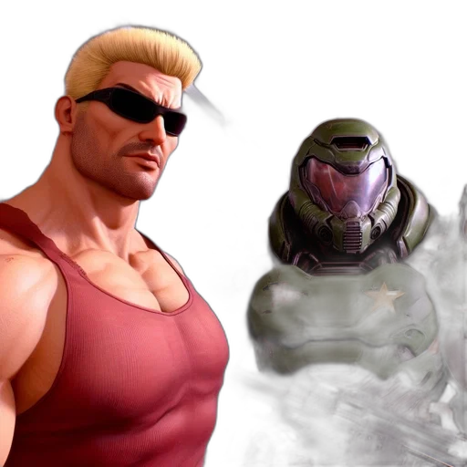 concept art, 3d render, comic book art, two transparent PNG cut-out