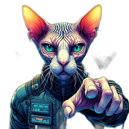 animal, cyberpunk, comic book art, concept art transparent PNG cut-out