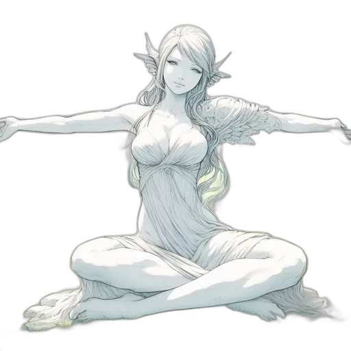 dress, creature, staff, concept art transparent PNG cut-out