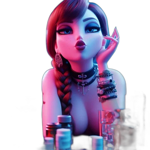 jewelry, concept art, 3d render, vaporwave transparent PNG cut-out