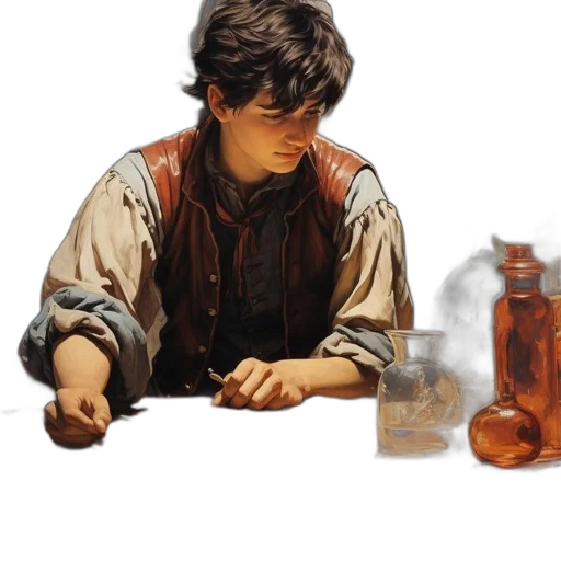 bottle, dragon, oil painting, concept art transparent PNG cut-out