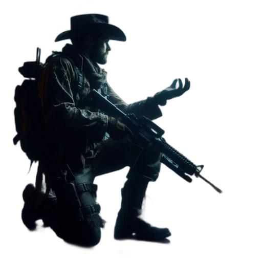 weapon, hat, staff, jacket transparent PNG cut-out