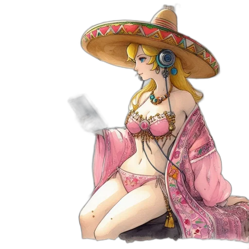 hat, dress, staff, concept art transparent PNG cut-out