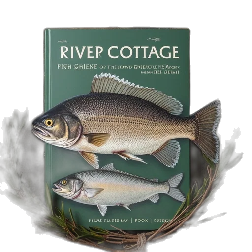 photorealistic, river, cottage, fish transparent PNG cut-out
