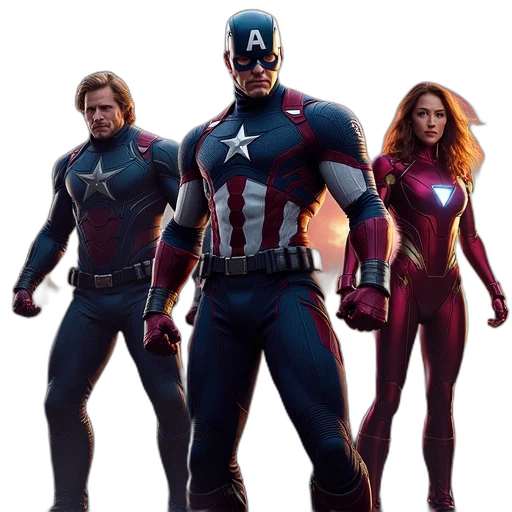 concept art, comic book art, 3d render, avengers transparent PNG cut-out