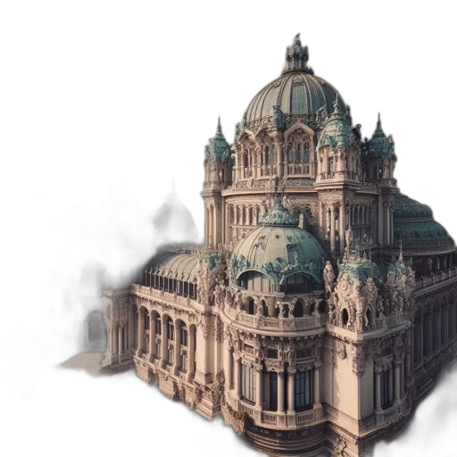 building, crown, 3d render, concept art transparent PNG cut-out