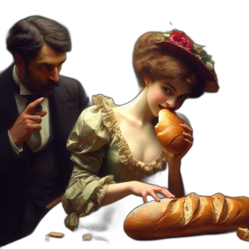 food, dress, oil painting, photorealistic transparent PNG cut-out