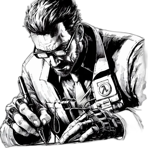 jacket, staff, weapon, comic book art transparent PNG cut-out