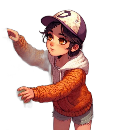 hat, jacket, staff, creature transparent PNG cut-out