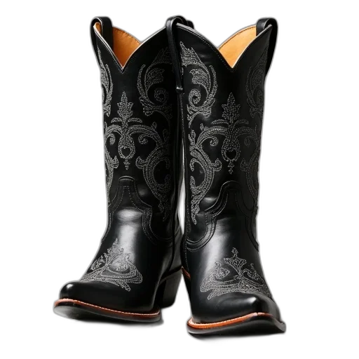 shoes, pair, black, cowboy transparent PNG cut-out