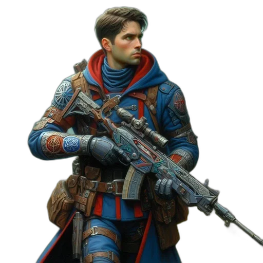 jacket, weapon, concept art, fantasy art transparent PNG cut-out