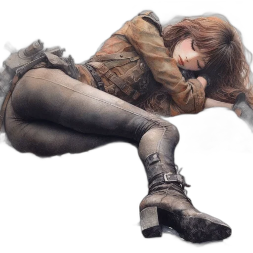 shoes, jacket, creature, photorealistic transparent PNG cut-out